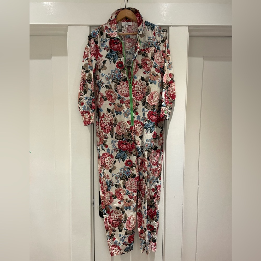 Floral Jumpsuit with Red and Pink Accents